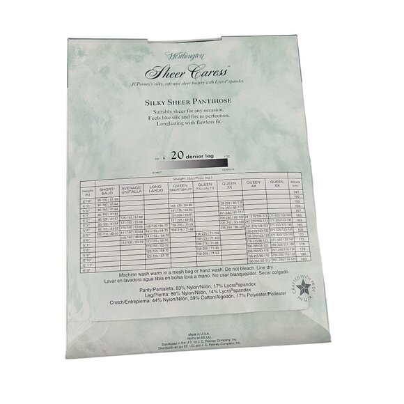 Sheer Caress Silky Sheer Pantyhose Control Top Long Off Black Navy JCPenney - Picture 8 of 12